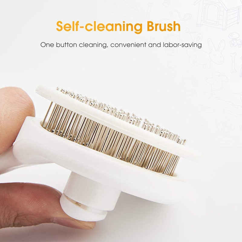 One Button Self Cleaning Dog Brush