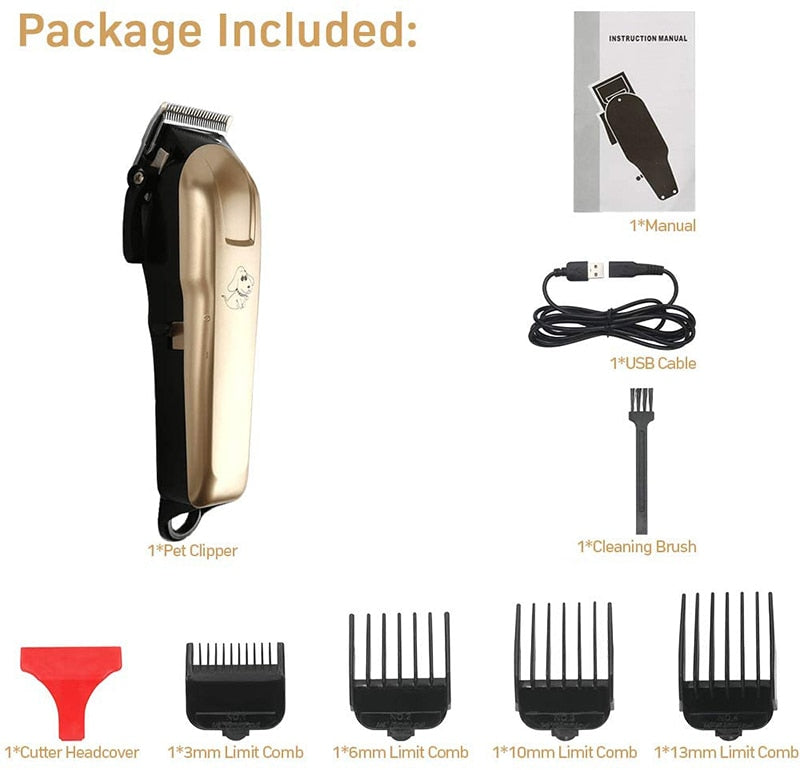 USB Low Noise Cordless Dog Hair Trimmer