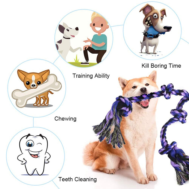 5 Knots Plastic Handle Dog Rope Toy