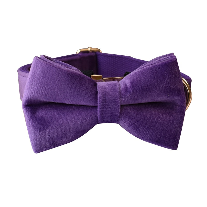 Luxury Purple Flannelette Dog Collar Set