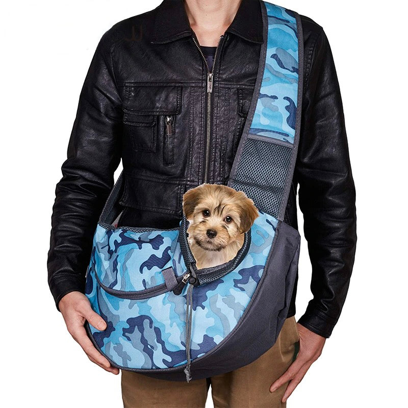 Blue Camouflage Dog Carrier Bag