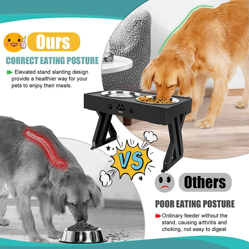 Adjustable 3 Heights Elevated Dog Feeder