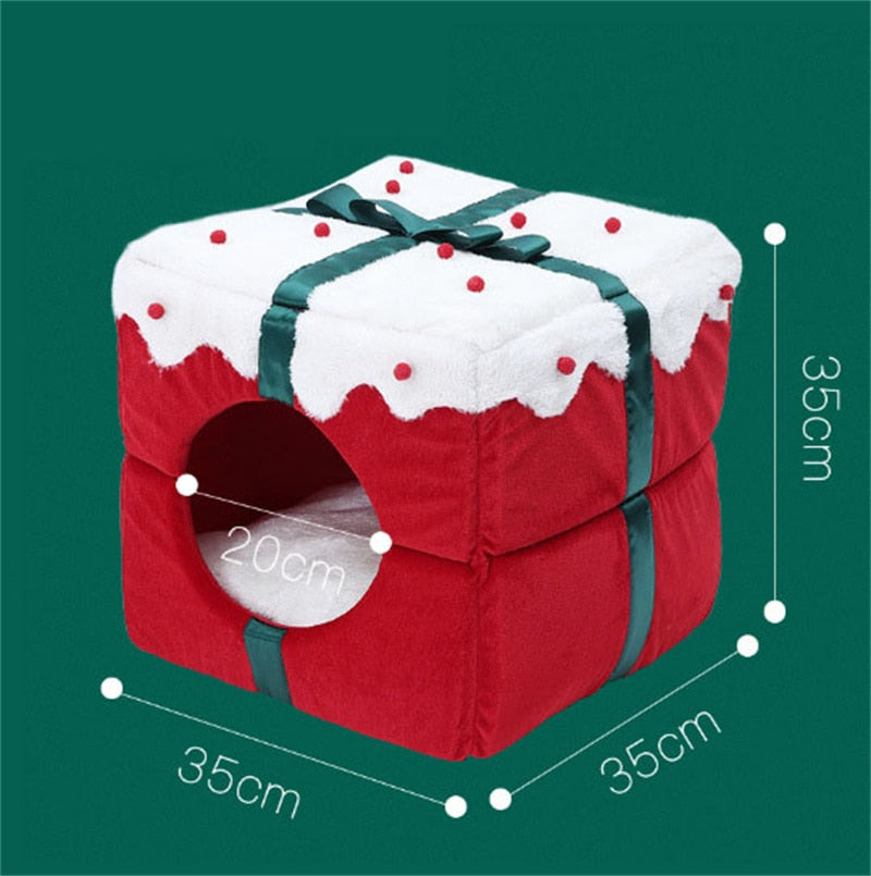 Fully Enclosed Christmas Pet Bed