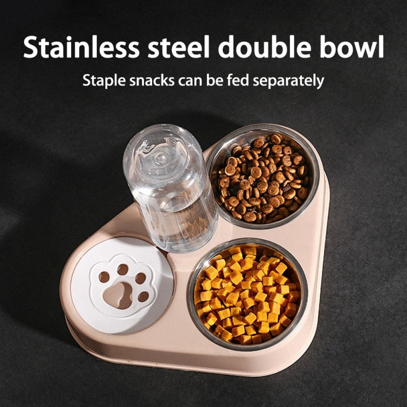 3 in 1 Stainless Steel Dog Pink Bowl