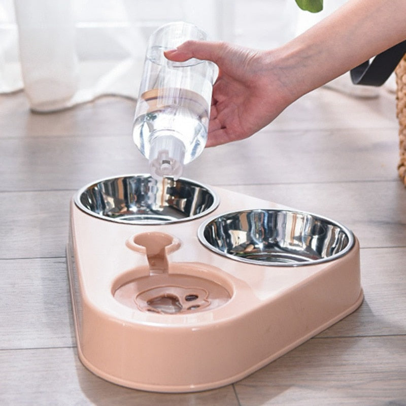 3 in 1 Stainless Steel Dog Pink Bowl