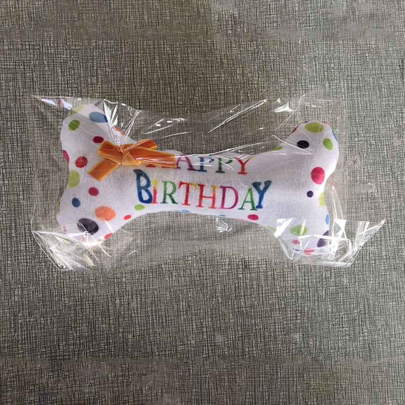 Birthday Squeaky Dog Bone Toy