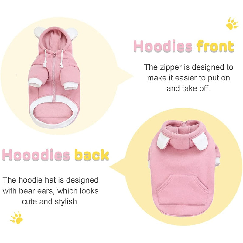 Warm Bunny Ear Small Dog Hooded Sweatshirt