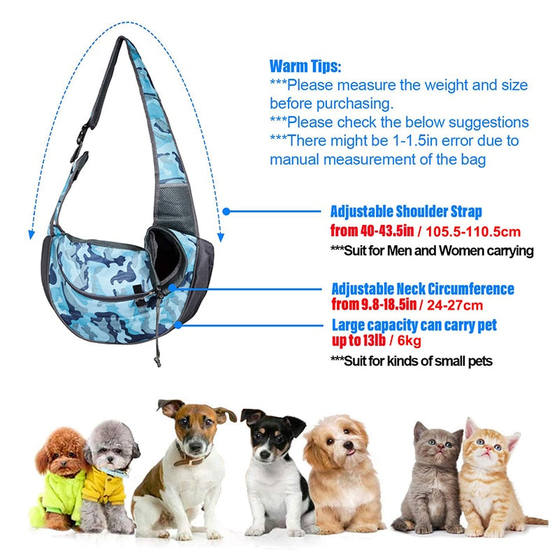 Blue Camouflage Dog Carrier Bag