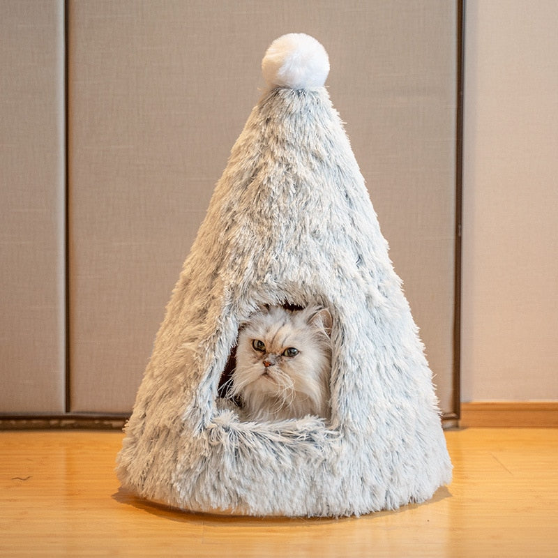 Premium Plush Cone Cat Bed