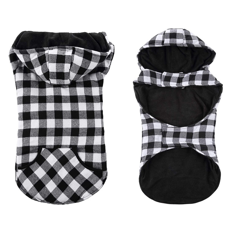 Hooded Warm Classic Plaid Dog Jacket