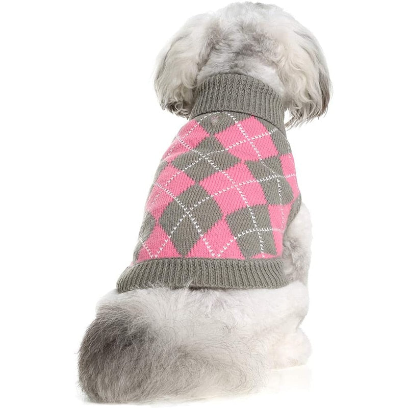 Turtleneck Fashion Plaid Dog Sweater