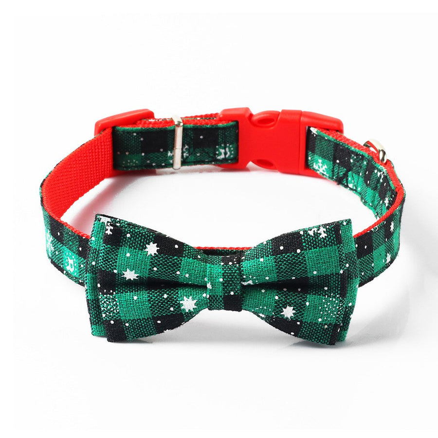 Christmas Snowflake Plaid Bow Tie Collar