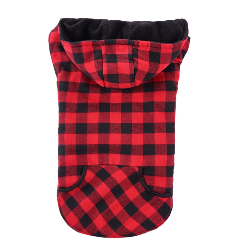 Hooded Warm Classic Plaid Dog Jacket