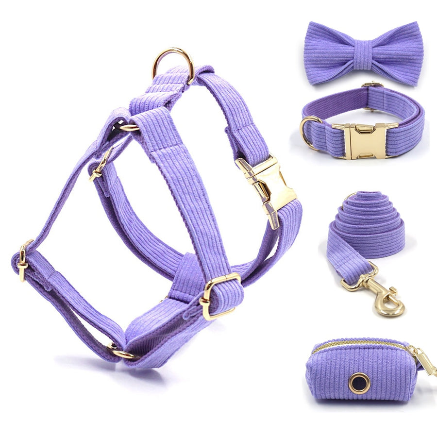 Luxury Purple Corduroy Dog Harness