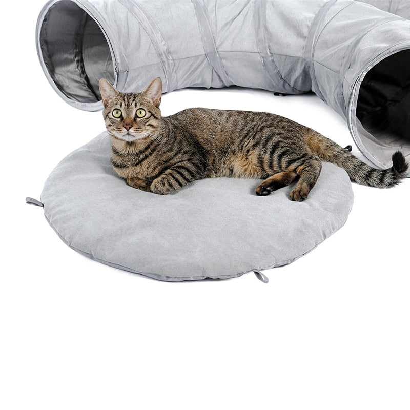 Gray Cat Foldable Crossing Tunnel