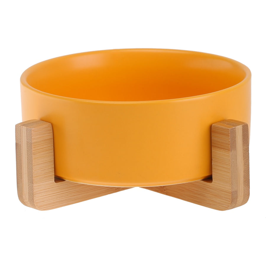 Ceramic Dog Bowl With Wood Stand