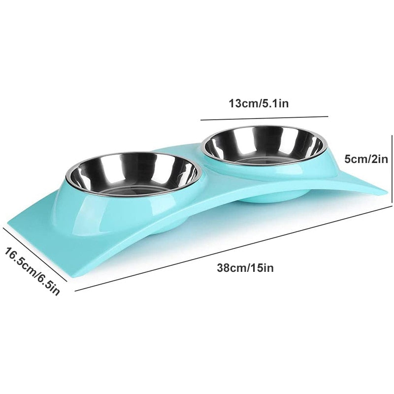 Curved Shape Raised Double Dog Bowl