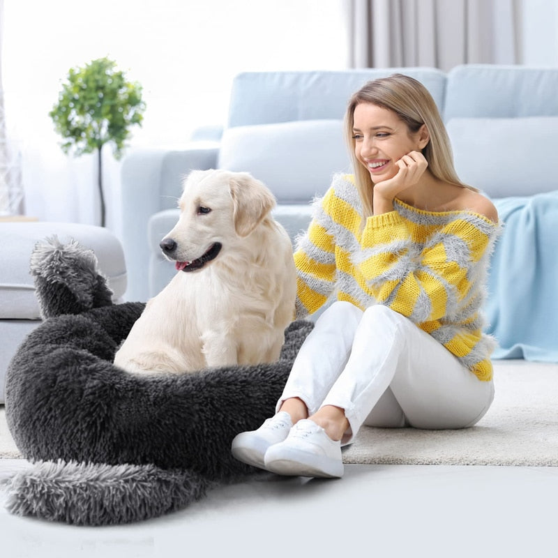 Cozy Fuzzy Plush Calming Dog Bed