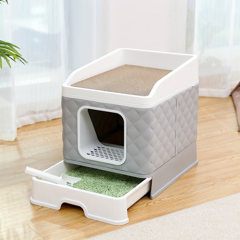 Big Size Cat Litter Box With Scratcher Board