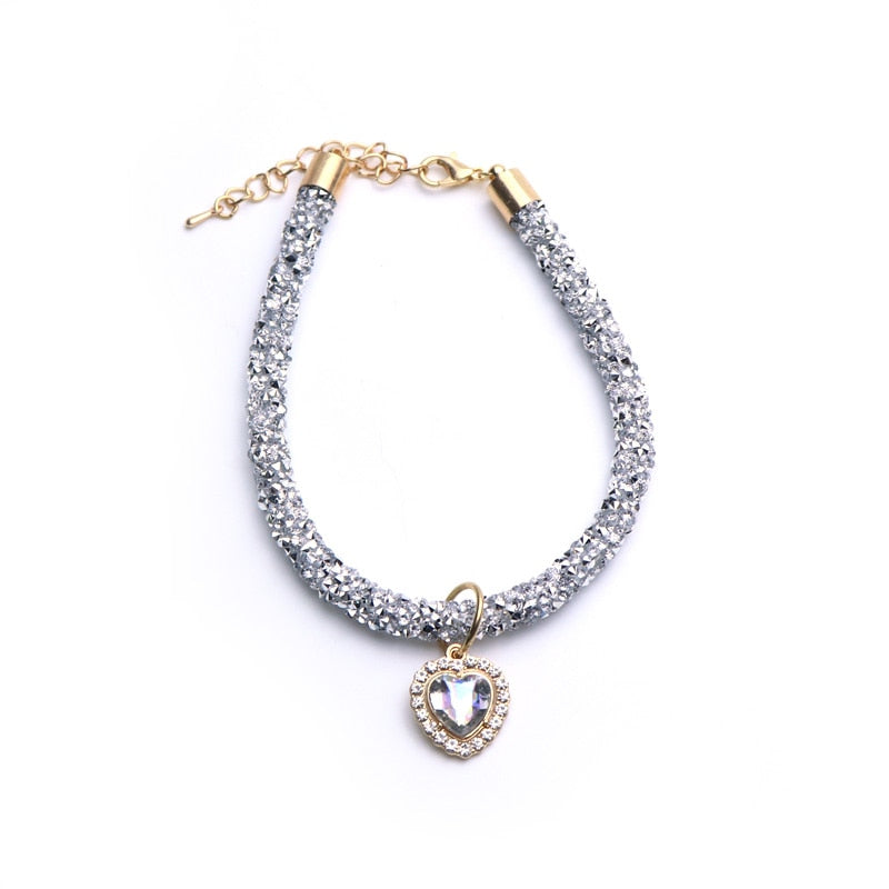 Luxury Crystal Heart Gem Dog Collar