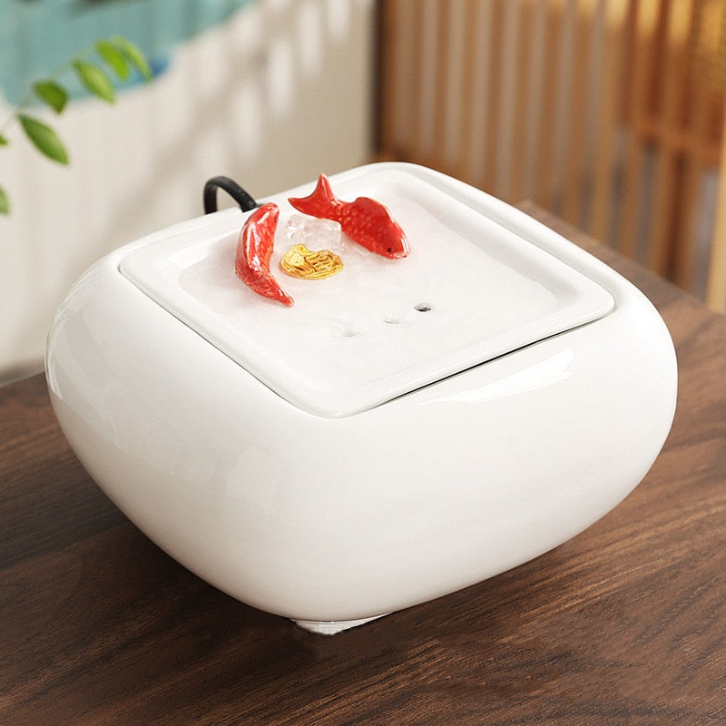 1.2L Ceramic Desktop Decor Pet Water Fountain