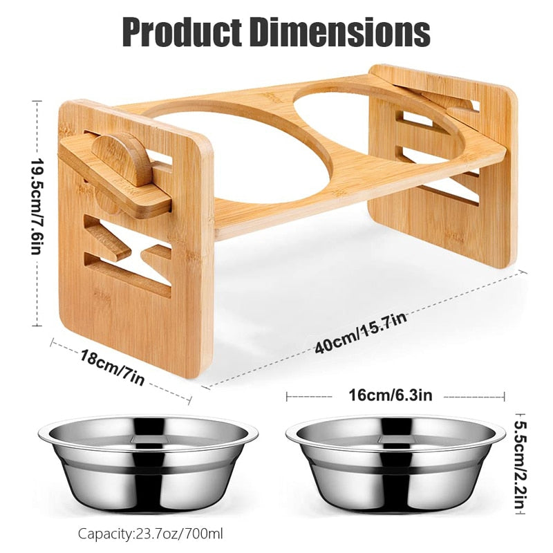 Bamboo Elevated Dog Bowls