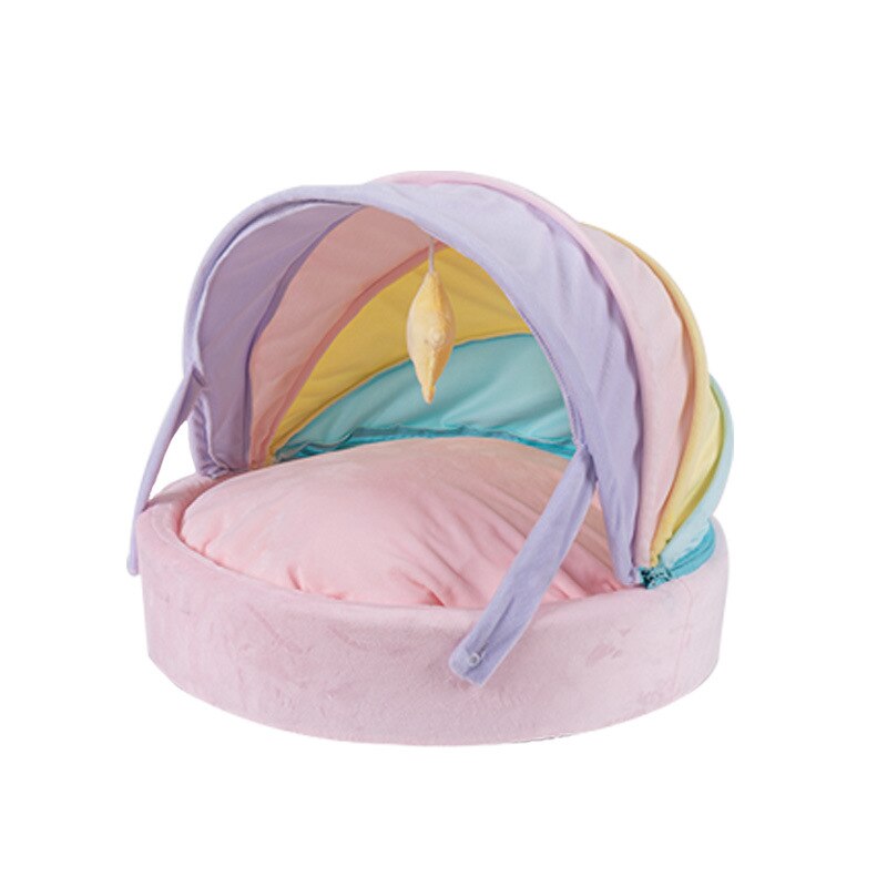 Semi Closed Rainbow Cute Cat Bed