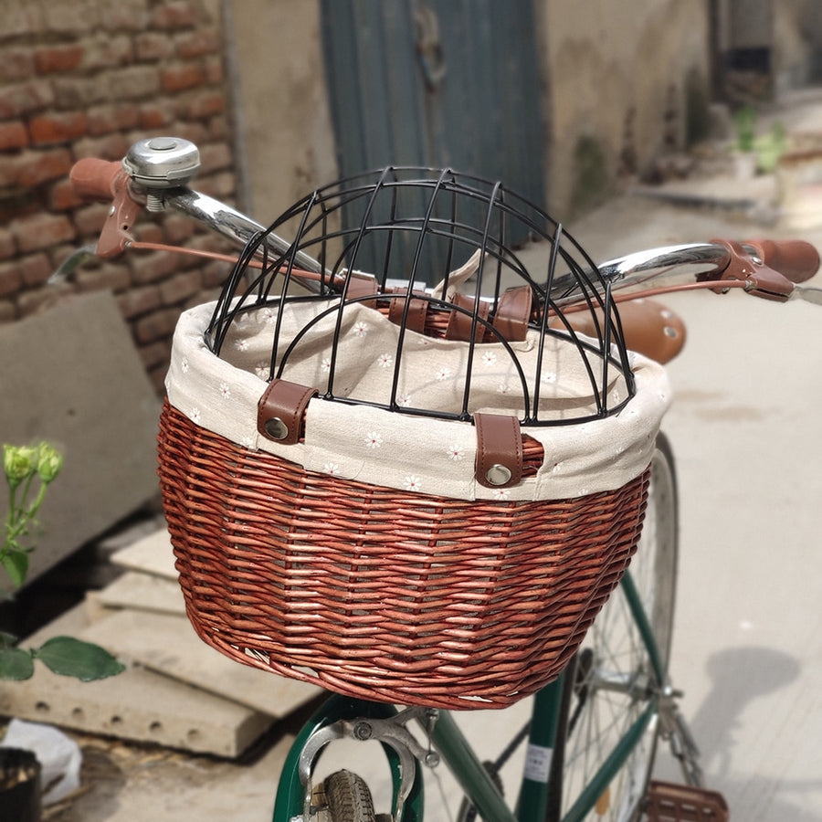 Hand Woven Pet Bicycle Basket