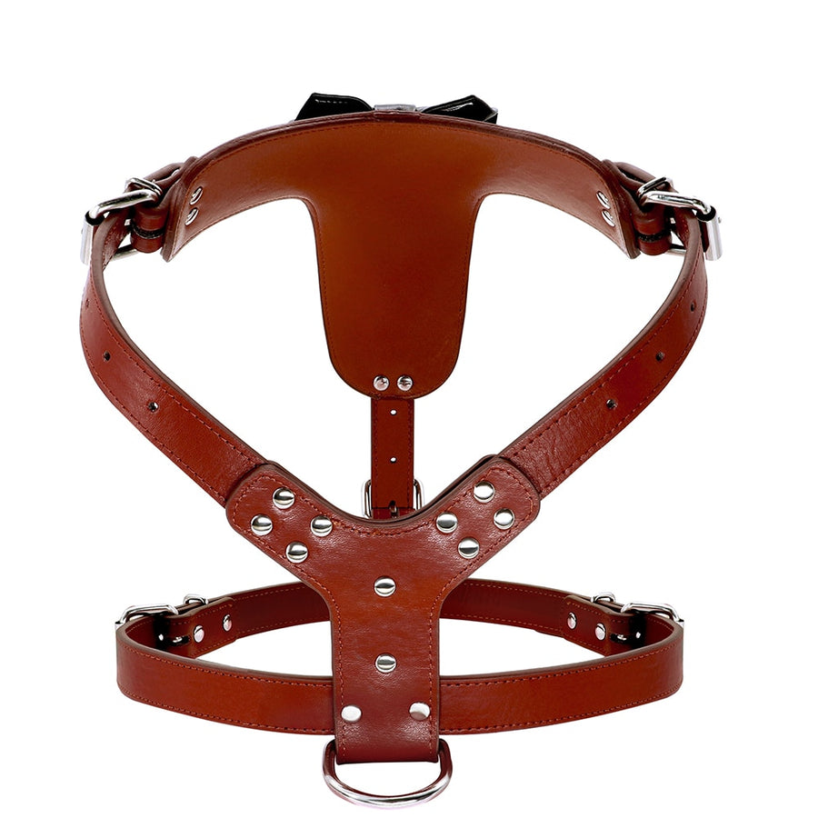 Genuine Leather Bowknot Dog Harness