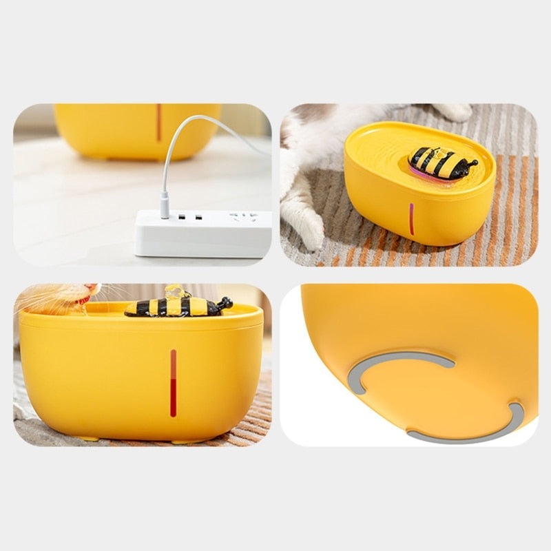 2L Cute Bee Pet Water Fountain