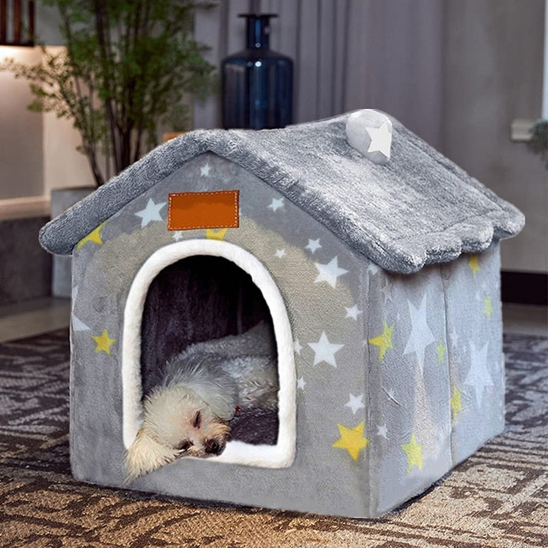 Starry Winter Warm Dog House