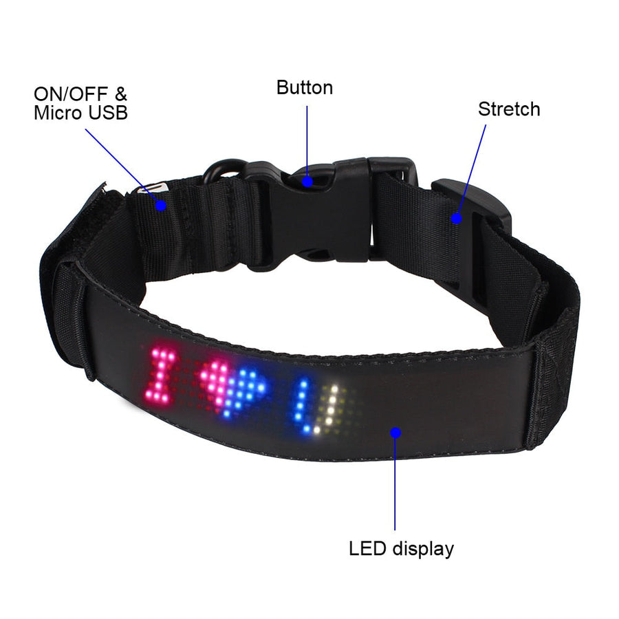 App Control Led Display Dog Collar