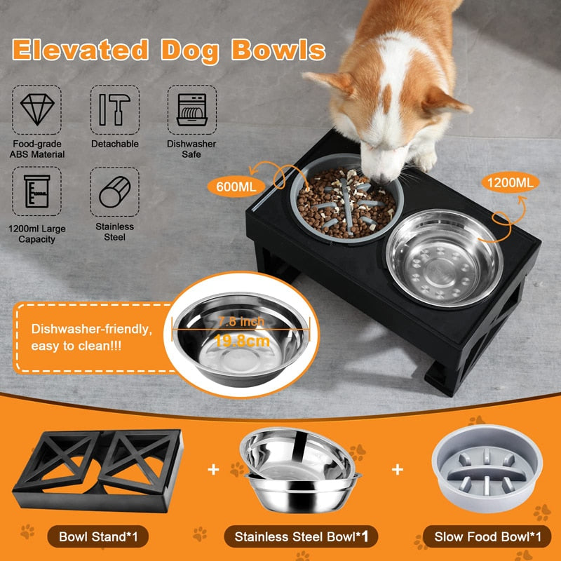 15° Tilted Raised Dog Slow Feeder