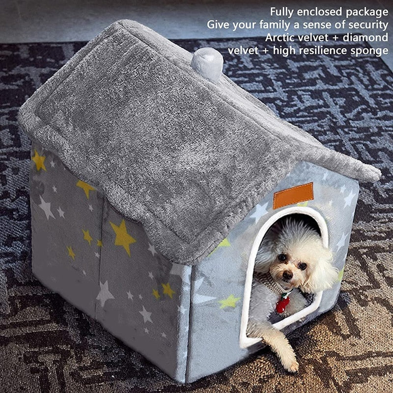 Starry Winter Warm Dog House