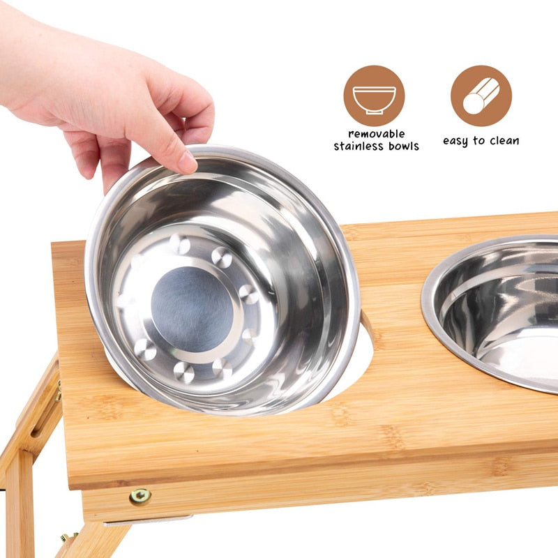 Stainless Steel Bamboo Dog Bowls