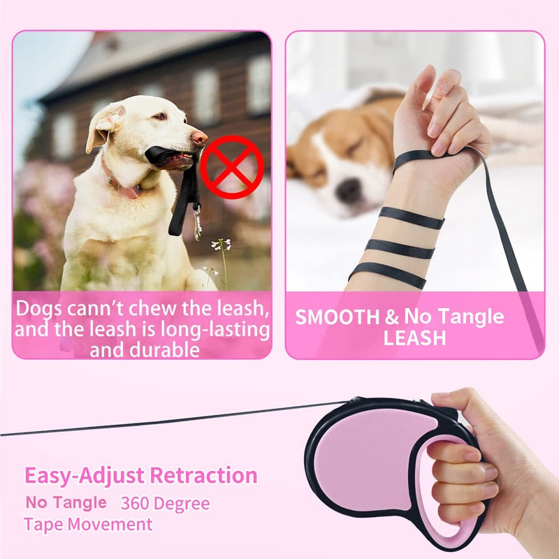 One Handed Lock Retractable Dog Leash