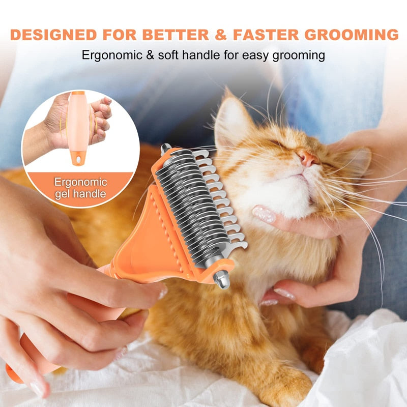 Silicone Handle 2 Sided Pet Comb