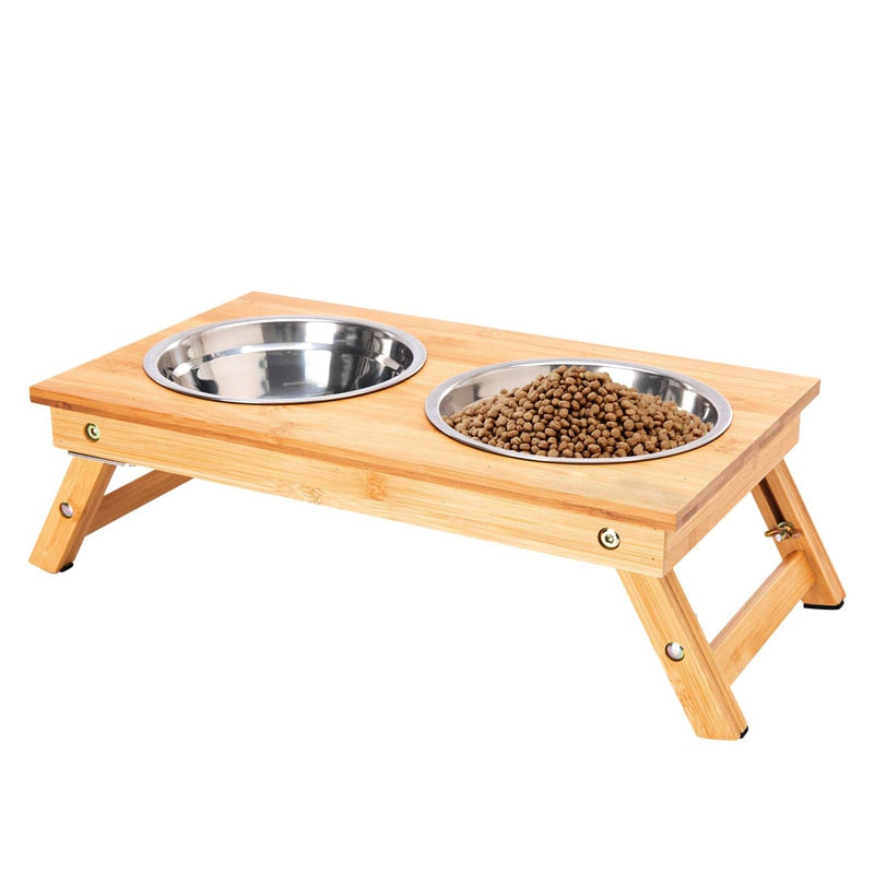 Stainless Steel Bamboo Dog Bowls