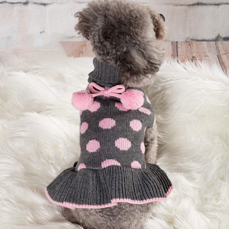 Turtleneck Polka Dot Dog Dress