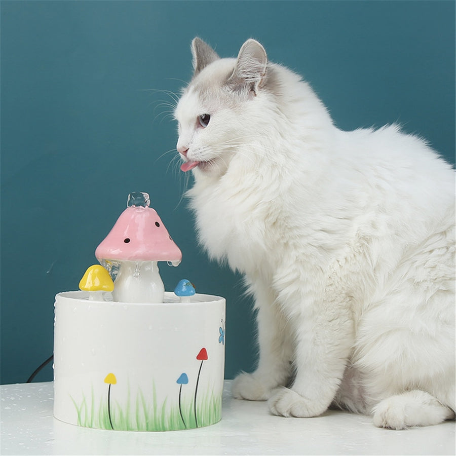 1.6L Ceramic Mushroom Pet Water Fountain