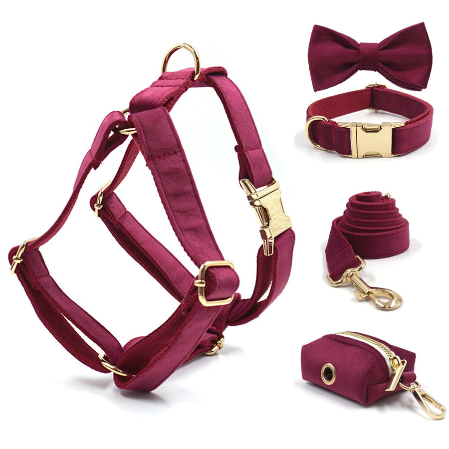 Luxury Burgundy Dog Harness