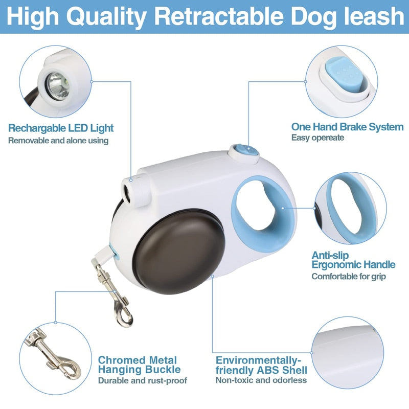 4M Strong No Tangle Retractable Dog Leash