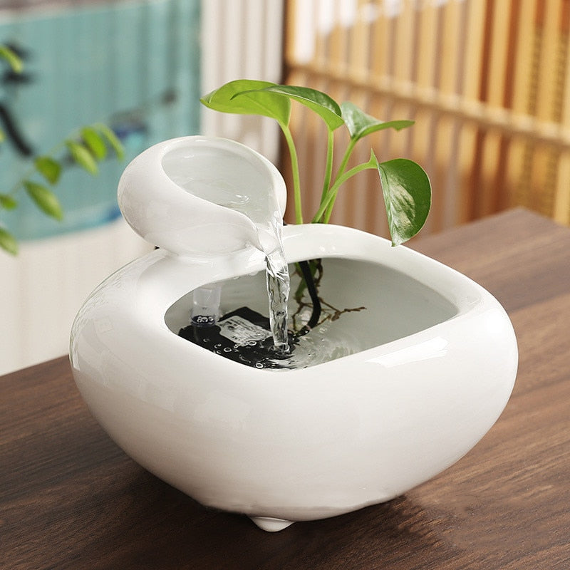 1.2L Ceramic Desktop Decor Pet Water Fountain