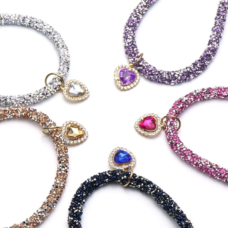 Luxury Crystal Heart Gem Dog Collar