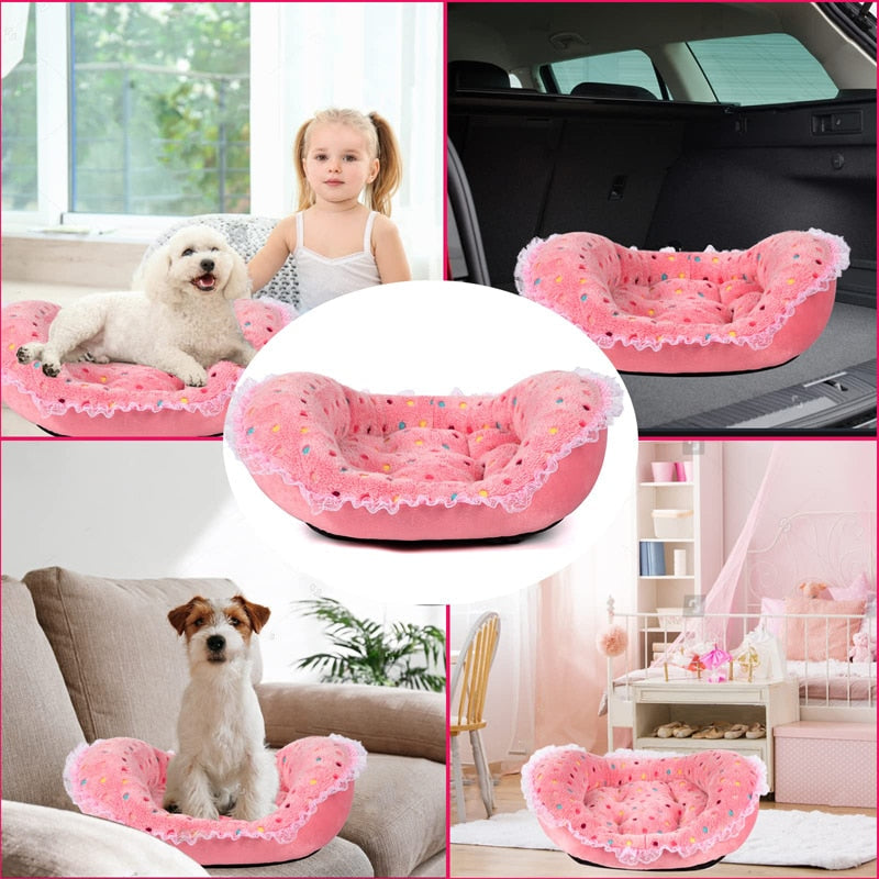 Cute Princess Lace Pink Dog Bed