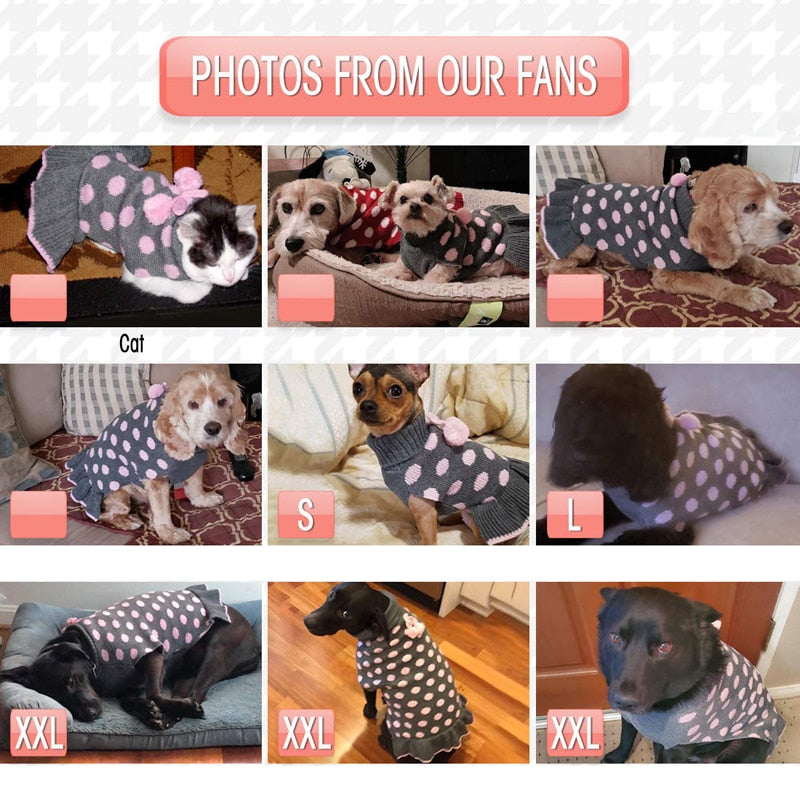 Turtleneck Polka Dot Dog Dress