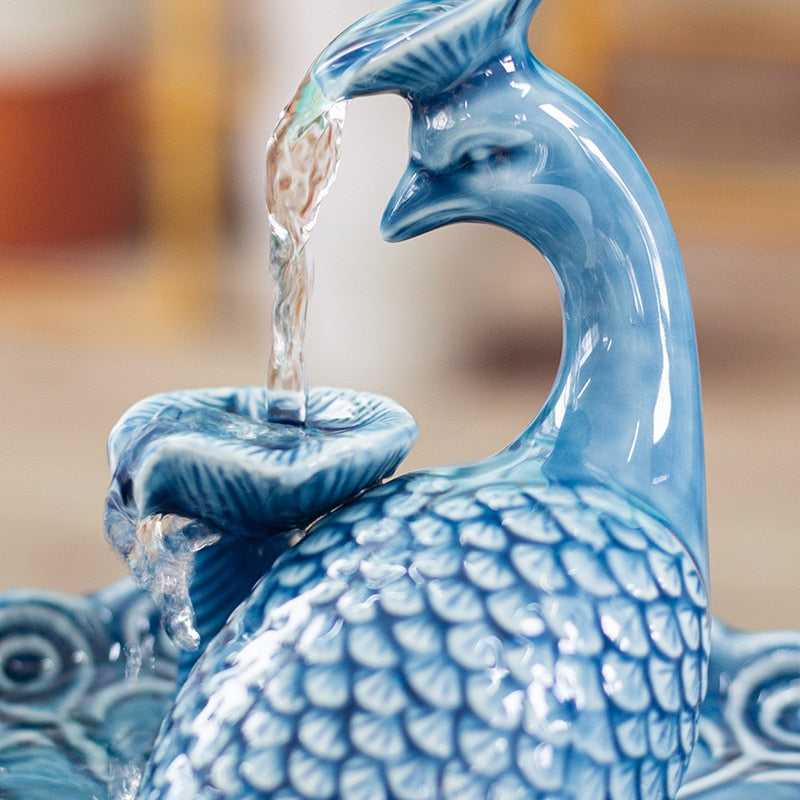 1.3L Ceramic Peacock Pets Water Fountain