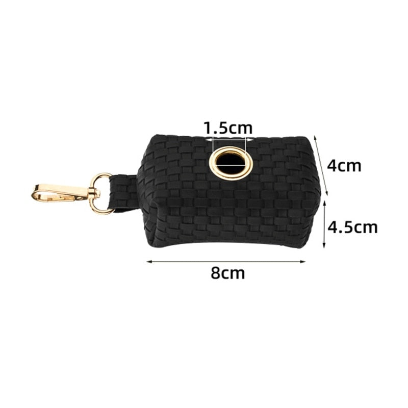 Black Leather Dog Poop Bag Holder