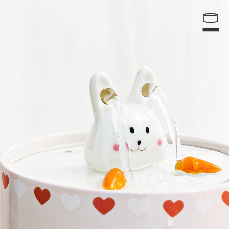 Cute Rabbit Ceramic Pet Water Fountain