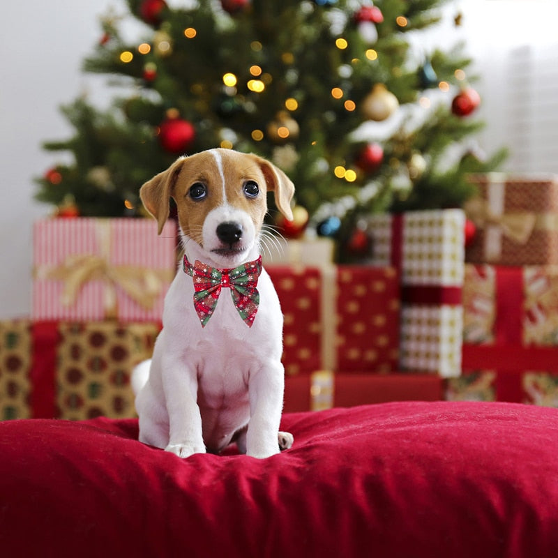 Christmas Dog Cotton Bowtie Collar